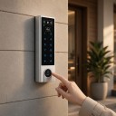 Wifi slot met code, bel en gezichtsherkenning V3 Tuya App Verlichte toetsenbord Smal zilver Voor de voordeur 4
