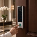 Wifi slot op code met vingerafdruklezer en gezichtsherkenning VF3 Tuya App Verlichte toetsenbord Zilver Voor de voordeur 3