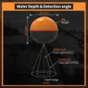 WiFi-Sonar für Fische Erchang F68 kabelloser Reichweite 40 m Detektion 0,8–60 m 125/330 kHz orangefarbener Fischfinder für See und Meer 4