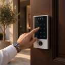 Wifi zár szögletes kóddal, csengővel és arcfelismeréssel V5 Tuya alkalmazás, háttérvilágítású billentyűzet, ezüst, belépési rendszer bejárati ajtókhoz 2