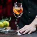 Wijnglas in de vorm van een roos 100 ml decoratief glas op voet hoogte 22 cm van helder glas origineel glas voor het serveren van dranken 4