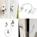 Window Security Lock with Cable and Key Window Opening Restrictor Metal Design in White Dimensions 19 x 5.8 cm Installation with Screws 2