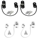 Window Security Lock with Cable Key Lockable Window Opening Limiter Metal Design Set of 4 with Accessories 5