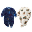 Winter and Spring Baby Overall Blue Plush Flannel Overall with Dinosaur Pattern Soft Children's Clothing from Polyester for Boys and Girls 3