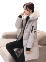 Winter Damenjacke mit Kapuze und Kunstfell Gequiltete warme Parka Lange Jacke mit Taschen Eleganter Mantel für kaltes Wetter 7