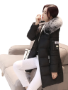 Winter Damenjacke mit Kapuze und Kunstfell Gequiltete warme Parka Lange Jacke mit Taschen Eleganter Mantel für kaltes Wetter 3