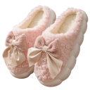 Winter geïsoleerde harige pantoffels met strik Dames zachte pantoffels met dikke antislipzool Warme schoenen voor thuis voor de winter 2