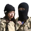Winter Knitted Balaclava 2 in 1 Head Circumference 50–60 cm Foldable into Beanie Polyester Warm Universal Head Protection 2