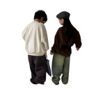 Winter Koreanische Fleecejacke mit Buchstabenprint Baumwolle und Polyester Gefütterter lockerer Pullover für Jungen und Mädchen Einfarbiger 6