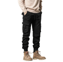 Winter Men's Cargo Trousers Warm Trousers with Fleece Lining Multiple Pockets Outdoor Work Trousers Comfortable Casual Trousers 1