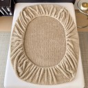 Winter Plush Fitted Sheet 150 x 200 cm Elastic Mattress Sheet Relief Pattern Soft Warm Sheet 2