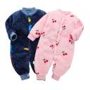 Winter- und Frühjahrsstrampler für Babys Blauer plüschiger Flanellstrampler mit Dinosaurier-Muster Weiche Kinderbekleidung aus Polyester für Jungen und Mädchen 4