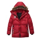 Winterjacke für Jungen mit Kapuze und Fell Warm gefütterte Jacke mit Reißverschluss und Druckknöpfen Herbst- und Winterbekleidung 6