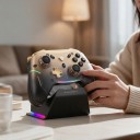 Wireless Gaming Controller 1000 Hz with RGB Charging Dock in Transparent Gold-Black Design for PC, Nintendo Switch and Mobile Devices 6