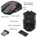 Wireless Gaming Mouse for Computer and Laptop USB Receiver 2.4 GHz Six Buttons DPI Switching Range 10 m Powered by 2x AAA Plastic Body 7