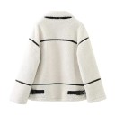 Witte dames winterjas van kunstbont Oversize jas met rits en kraag Warme herfstjas met zakken Stijlvolle pluche jas 2