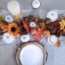 Witte decoratieve pompoenen van schuim 6 stuks voor herfstdecoratie van de tafel Geribbelde vorm met steeltje Verschillende maten van 8 x 6,5 cm 4