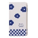 Witte planner 192 x 95 mm versierd met blauwe bloemen en een blauw-wit schaakpatroon met vierkante pagina's voor het maken van aantekeningen 1