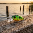 Wobler crankbait 4,5 cm 3,5 g avec des yeux 3D et deux hameçons triples Corps en plastique rigide avec palette Pour perches, truites 3
