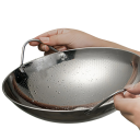 Wok de aço inoxidável com pegas 32 cm Superfície antiaderente hexagonal Frigideira de cozinha profunda para fritar e saltear para indução e gás 2