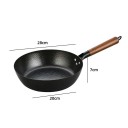 Wok pánev bez povlaku na smažení a restování o průměru 28 cm s hloubkou 7 cm a dnem 20 cm v černé barvě na plyn i sklokeramiku 2