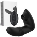 Womanizér s vibrátorem ve tvaru penisu, délka 10,7 cm, 10 vibračních režimů, silikonový, magnetické USB nabíjení, dálkové ovládání, voděodolný, diskrétní balení 5