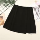 Women's A-line Mini Skirt with Pleats at the Front Folded Front Panel Zip at the Back Polyester Fabric for Everyday Wear 2
