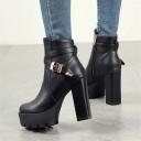 Women's Ankle Boots with Buckle - Black 3