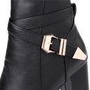 Women's Ankle Boots with Buckle - Black 6