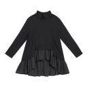 Women's Asymmetrical Sweatshirt with Frilled Hem Irregular Hem Loose A-Line Cut Stand-Up Collar Long Sleeves Black Cotton and Polyester 1