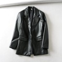 Women's Black Faux Leather Coat 4