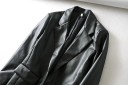 Women's Black Faux Leather Coat 5