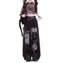 Women's Black Jeans Plain Torn Red Print Loose Fit Pockets Cotton Polyester Trendy Street Trousers 2