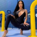 Women's Black Jumpsuit with Deep Neckline 3