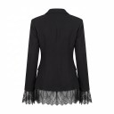 Women's Blazer with Lace Trim Two-Button With Lapels Fitted Cut Polyester For Office and Social Events 13
