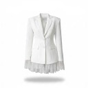 Women's Blazer with Lace Trim Two-Button With Lapels Fitted Cut Polyester For Office and Social Events 1