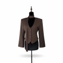 Women's Blazer with Waistcoat and Tie Bell Sleeves V-Neck No Collar Polyester For Office and Social Events 1