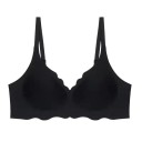 Women's Bra with Smooth Cups and Wavy Hem Nylon Elastane Wireless with Thin Straps for Everyday Wear 3