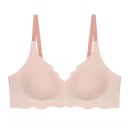 Women's Bra with Smooth Cups and Wavy Hem Nylon Elastane Wireless with Thin Straps for Everyday Wear 1