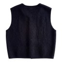 Women's Buttoned Sweater Vest Knitted Cardigan Sleeveless with Round Neck and Full-Length Fastening 2