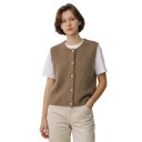 Women's Buttoned Sweater Vest Knitted Cardigan Sleeveless with Round Neck and Full-Length Fastening 3