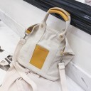 Women's Canvas Bag for Hand or Shoulder Carry with Short Handles and a Removable Wide Strap Colourful Rectangular Patch 26 x 13 x 17 cm 5