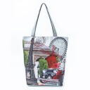 Women's Canvas Bag with Landmark Motifs 9