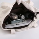 Women's Canvas Shoulder Bag with Zip, Gathered Sides and Drawstring Plant Drawing on the Front Dimensions 32 x 33 x 10 cm 8