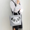 Women's Canvas Zip Shoulder Bag 42 x 30 cm Shopping Bag with Fabric Handles Playful Animal Print or Striped Pattern with Anchor 10