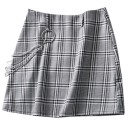 Women's Checked Mini Skirt with Chain 1