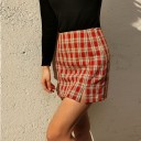 Women's Checked Mini Skirt with Slits 9