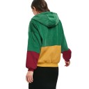 Women's Corduroy Jacket with Hood Loose Fit with Colour Blocks Press Stud Fastening Flap Pockets Gathered Cuffs Cotton and Polyester 10