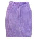Women's Corduroy Mini Skirt with Wide Ribs Fitted Cut Two Front Pockets Belt Loops Zip and Button Polyester with Spandex 1