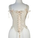 Women's Corset Straps Lacing at the Front Round Neck Bow Solid Colour Polyester Elegant Lingerie 2